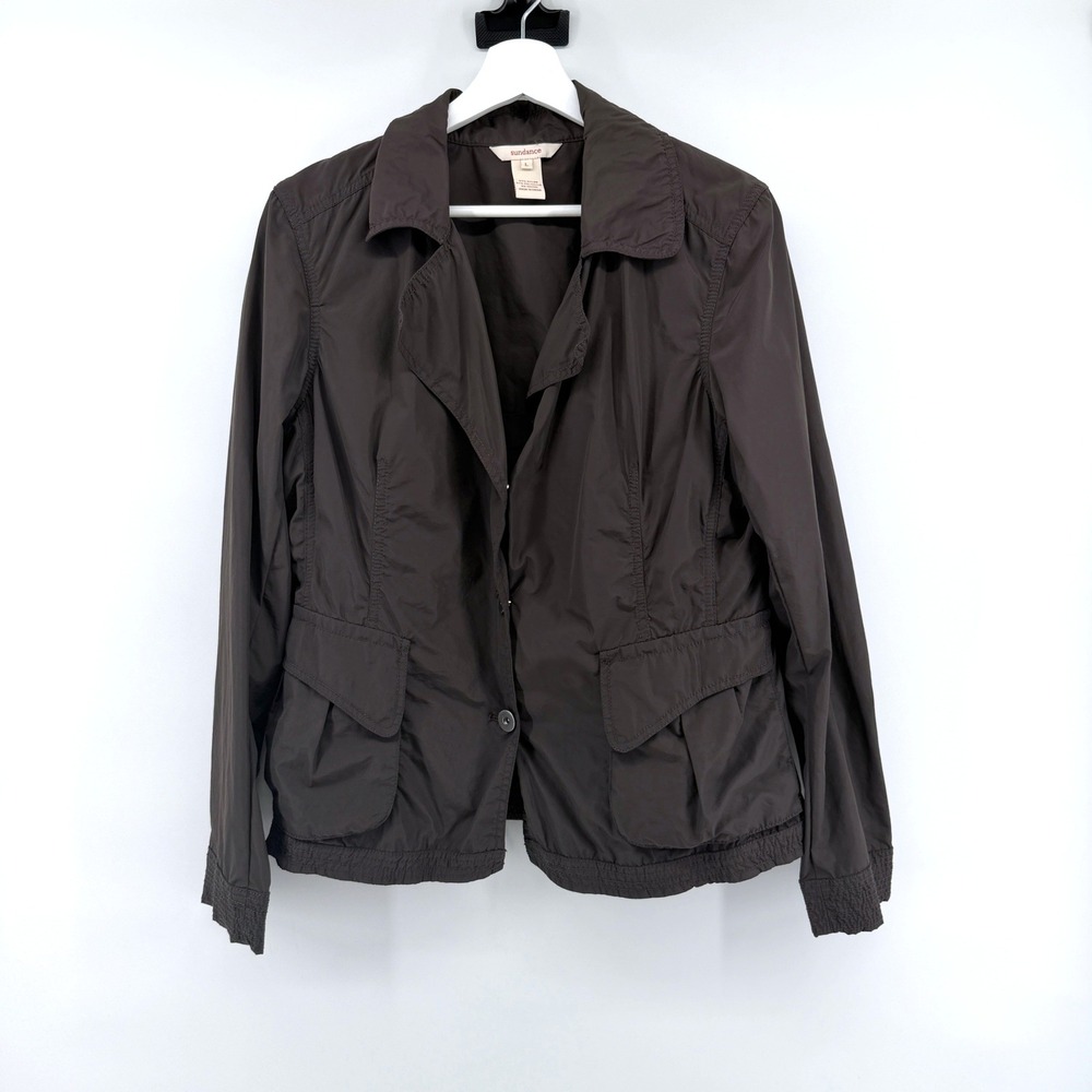 Sundance‎ Jacket Utility Cargo Blazer Large Brown Womens Lightweight Casual Coat